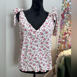 Floral Pink and White Women's Top